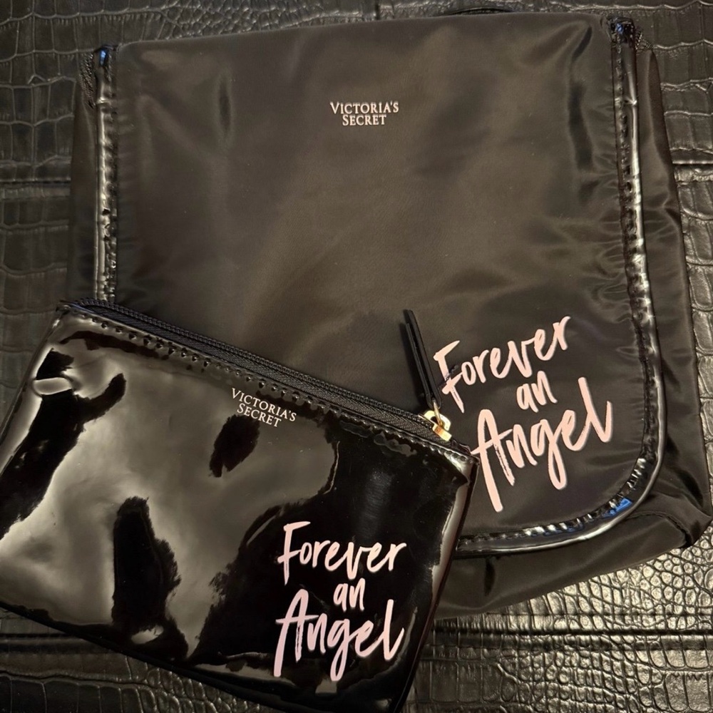 Victoria's Secret Black travel hanging bag with Pouch - Forever an Angel